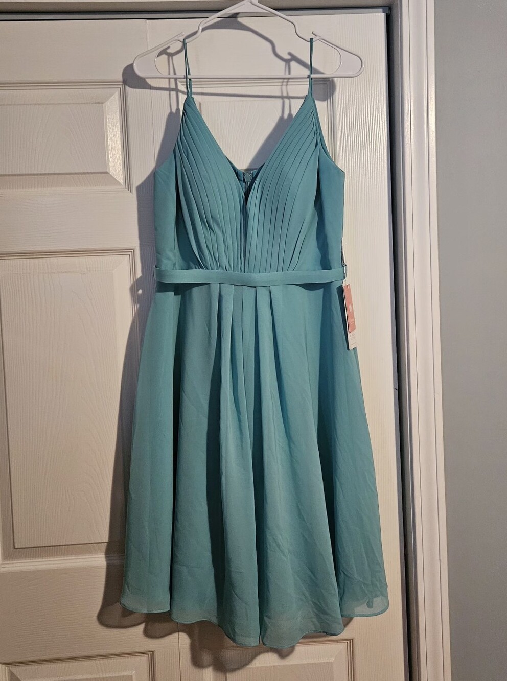 NWT Aqua Pleated V-Neck Spaghetti Strap Dress Size 12
